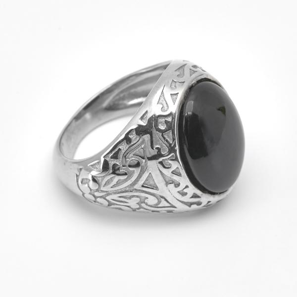 Silver Ring onyx Eagle